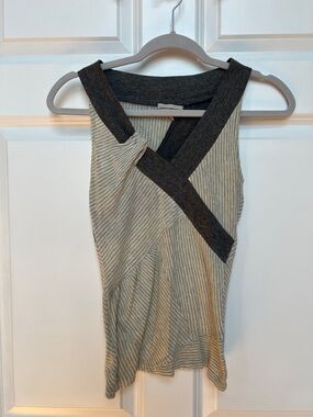 Brooklyn Industries Cream & Charcoal Ribbed Tank Top